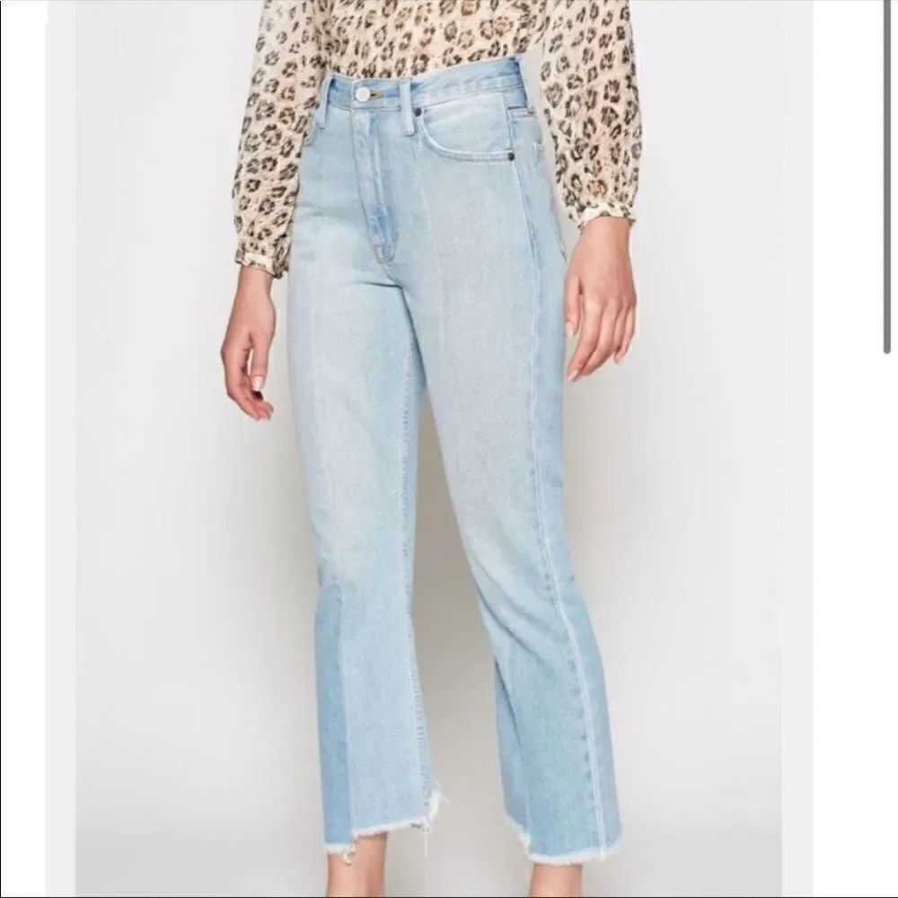 Joie Charan Raw Hem High Rise Straight Jeans Light Wash Size 26